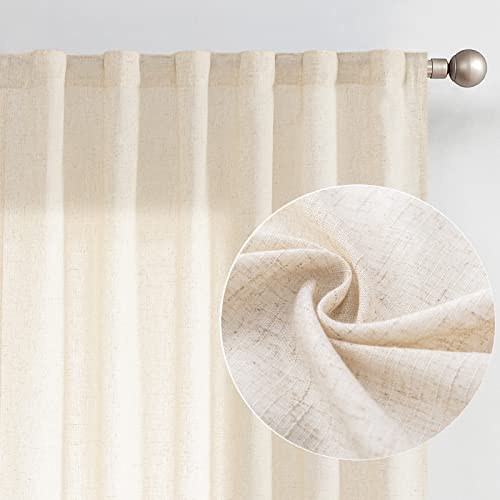JINCHAN Linen Beige Curtains 108 Inches Extra Long