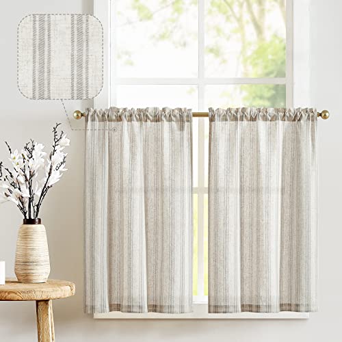 JINCHAN Linen Kitchen Curtains