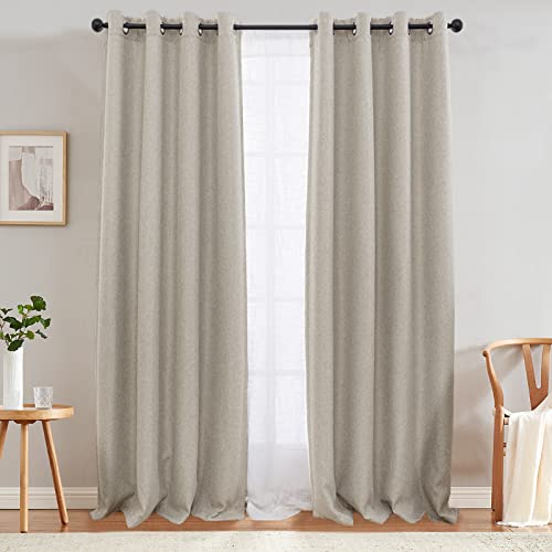 jinchan Linen Textured Curtain 108 Inch Long