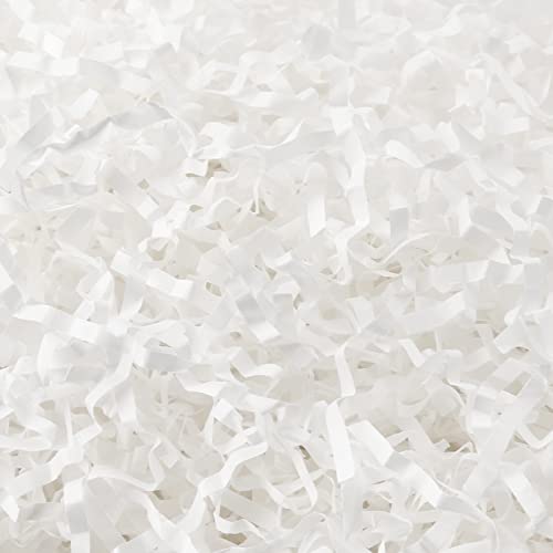 JINMING 0.5 LB Crinkle Cut Paper Shred Filler, White Shredded Paper for Gift Baskets, Crinkle Paper for Gift Wrapping