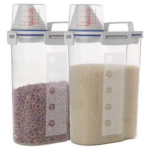 Airtight Food Storage Container Large Capacity Clear Plastic Flour Rice  Bucket With Measuring Scale Cereal Kitchen