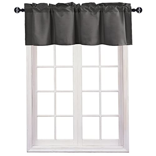 JIUZHEN Grey Thermal Insulated Valance Curtains - 42 x 12 Inches
