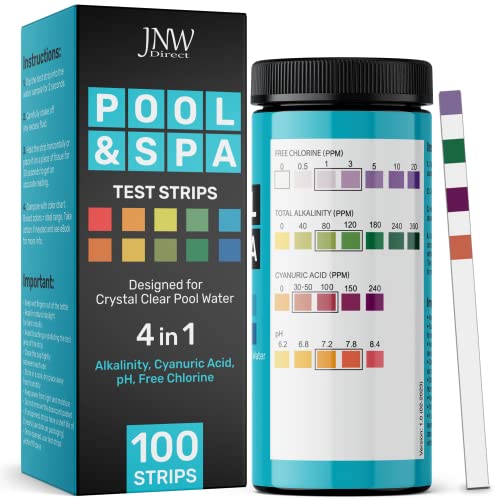 JNW 4in1 Pool & Spa Test Strips - 100 Pack with E-Book