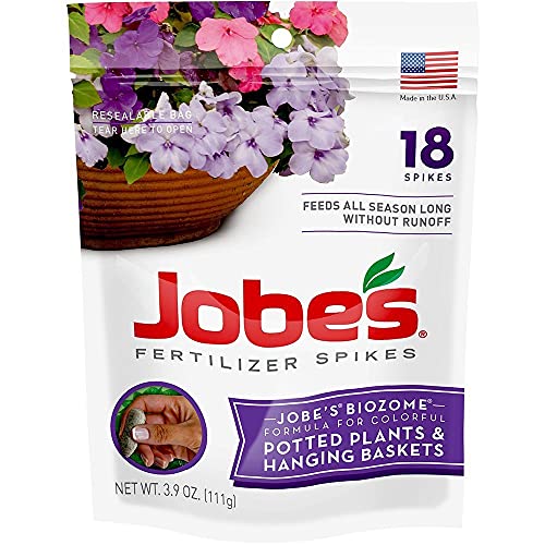 Jobe's Flowering Plant Fertilizer Spikes, 8-9-12, 18 Spikes per Pack (2 Pack)