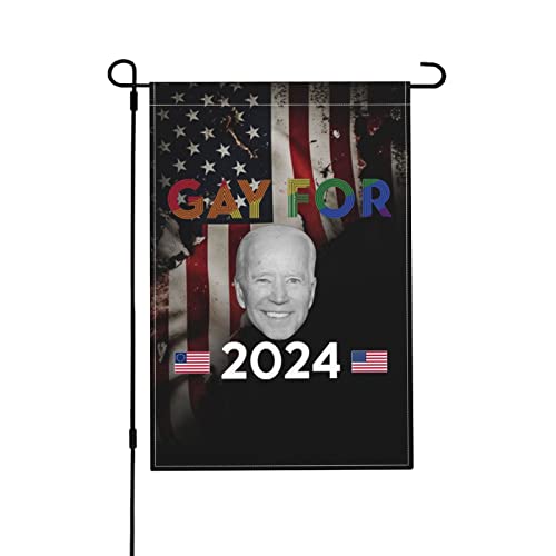 Joe Biden 2024 President Rainbow Gay Pride LGBT Democrat Flag 12x18 Double Sided Garden Flag Outdoor Decoration Front Porch Flag