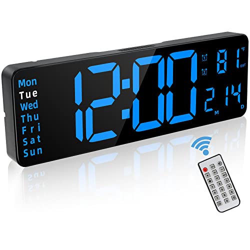 JoFomp LED Digital Alarm Clock with Temperature Display and Dimmer (Blue)