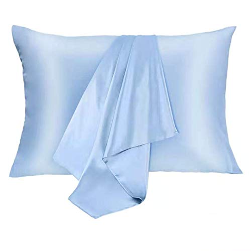 JOGJUE Silk Pillowcase for Hair and Skin 2 Pack 100% Mulberry Silk Bed Pillowcase Hypoallergenic Soft Breathable Both Sides Silk Pillow Case with Hidden Zipper, Pillow Cases (Standard, Blue)