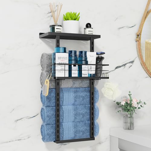 Johamoo Wall Mounted Towel Rack with Storage Basket