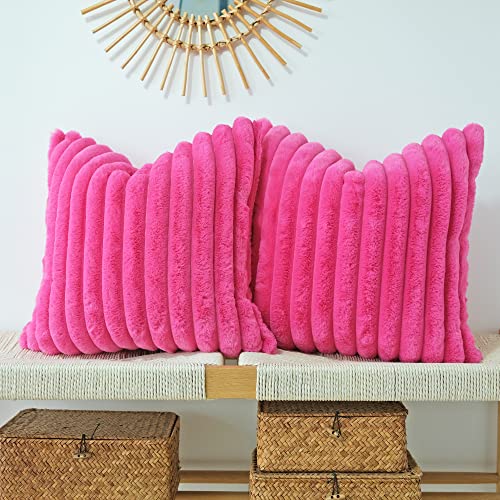 JOJUSIS Faux Fur Decorative Throw Pillow Covers - Pack of 2