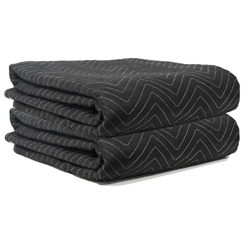 Journeyo Padded Packing Moving Blankets 2 Pack Deluxe Quality 80 X 72 Inch Furniture Shipping Pads For Moving And Storage Black2 Deluxe Blankets 45 Lbsdozen 41uejGK9JQL 