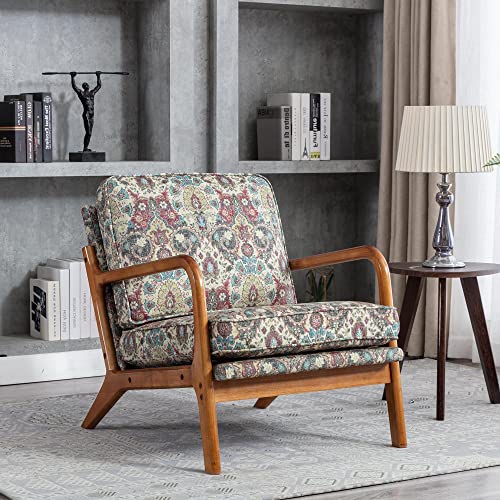 Mid Century Modern Red Fabric Armchair by JOYBASE
