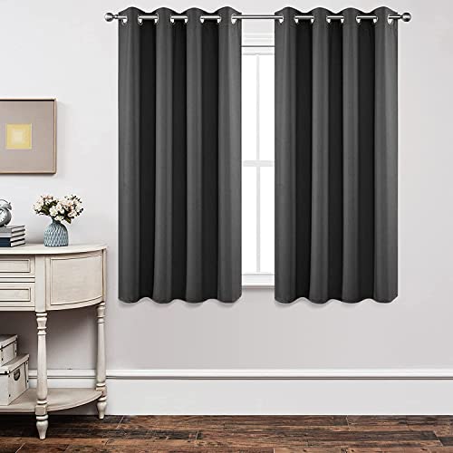 Joydeco Curtains 63 Inch Length for Room Darkening Grey Curtains, Blackout Curtains 63 inch Length for Bedroom Living Room, Gray Short Grommet Window Curtains