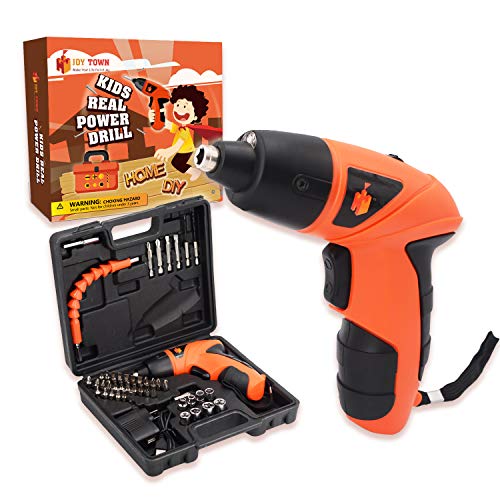 JOY TOWN Kids Power Drill Set: Electric Cordless Tool Kit for DIY Learning