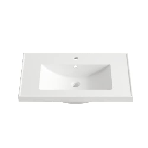 JPND 30" White Bathroom Integrated Sink/Countertop