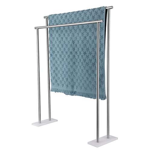 JQK Bath Towel Bar Stand Double Towel Rack Holder Shelf
