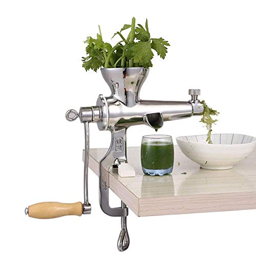 Juicer,Hand Manual Wheatgrass Juicer, with 3 Sieves Wheatgrass Juicers Manual Stainless Steel Wheatgrass Extractor Machine for Wheat Grass Fruit Vegetable, Silver