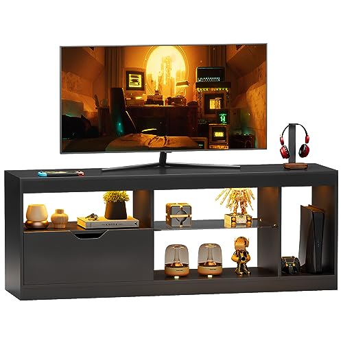 JUMMICO TV Stand Gaming TV Stand with RGB LED Lights
