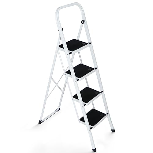 Soctone 2 Step Ladder, Lightweight Folding Step Stools for Adults with  Anti-Slip Pedal, Portable Sturdy Steel Ladder with Handrails, Pe