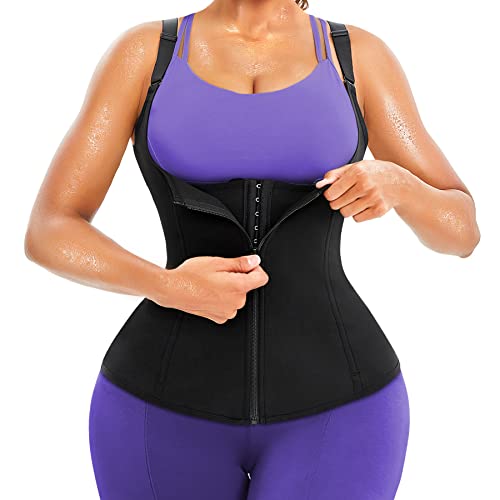 Junlan Neoprene Sauna Sweat Vest for Women - Black XL