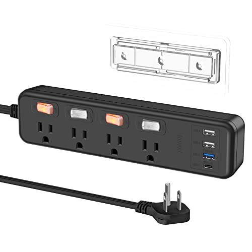 JUNNUJ Adhesive Switch Power Strip with USB-C Port