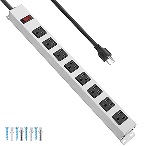 JUNNUJ Metal Power Strip - Heavy Duty Surge Protector