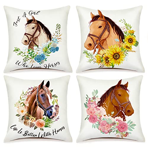 Just A Girl Who Loves Horses Pillow Covers