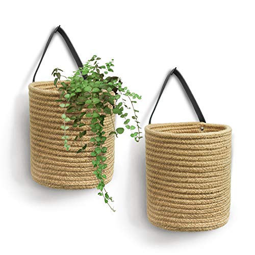 Jute Hanging Basket - Small Woven Fern Hanging Rope Basket Flower Plants Wall Basket Decor Set Boho