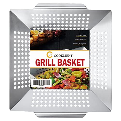JY COOKMENT Grill Basket - Premium Stainless Steel Grill Accessory