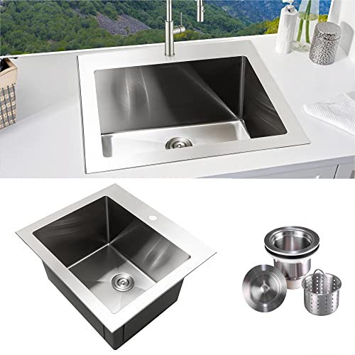 KABCO 25 Inch Wide Single Bowl Stainless Steel Laundry Utility Sink