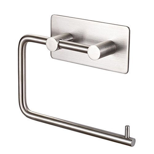 Kabter Toilet Paper Holder Wall Mount 3M Self Adhesive, Brushed Stainless Steel