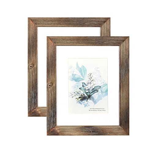 IKEREE 8x10 Picture Frames with Bark Edges, Rustic Wood Photo Frame for  Tabletop or Wall Display, Natural Brown.