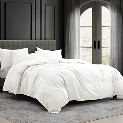 KAKABELL Off White Washed Cotton Duvet Set Queen Size