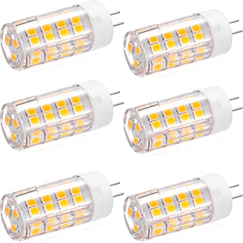 KAKEMONO G4 LED Bulb 4W 2700K Warm White bi-pin T3 JC Type 12VAC/DC 35W Halogen Equivalent Non-dimmable for Outdoor Landscape Deck Stair Step Path Lights, Pack of 6