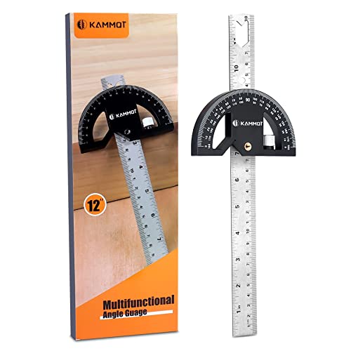 KAMMQI 2-in-1 Stainless Steel Protractor Angle Finder