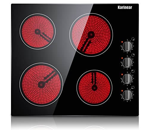 Karinear 2 Burners Electric Cooktop, 120v Plug in Ceramic Cooktop, 12 Inch  Countertop & Built-in Electric Stove Top with Child Safety Lock, Timer