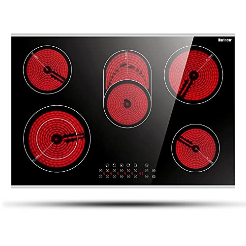 Cooksir Electric Cooktop 24 Inch, 4 Burner Electric Stove Top Drop-in  220V-240V, 24 Inch large Ceramic Stovetop with Ceramic Glass, Timer, Kids  Safety