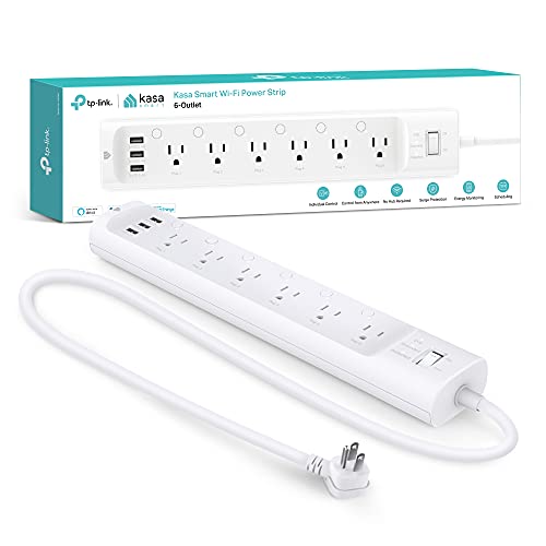 Kasa Smart Plug Power Strip: 6 Outlets, 3 USB, Alexa & Google Home Compatible