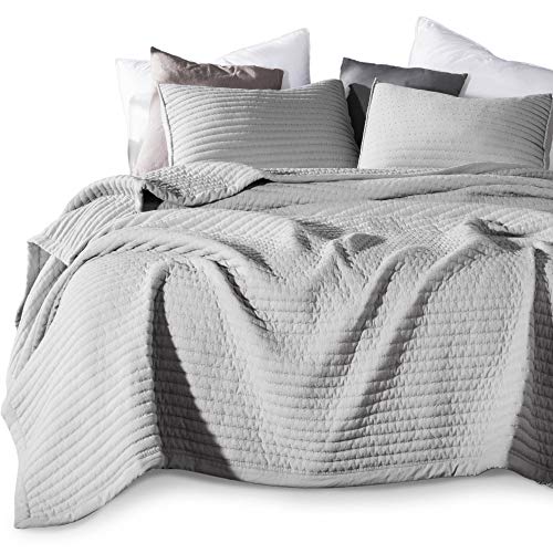 KASENTEX Stone-Washed Quilt Bedding Set, Ultra Soft, Grey, King Size