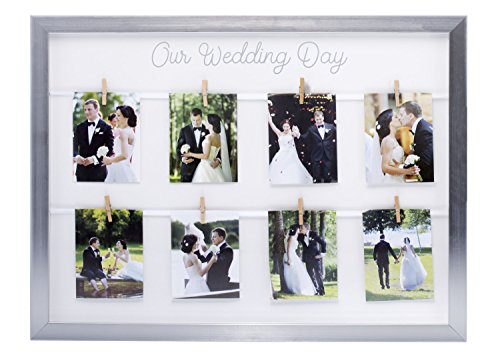 Kate & Milo Wedding Day Collage Picture Frame, Silver