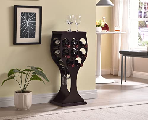 Dark Cherry Wood Wine Bottle Rack Console Table" by KB Designs