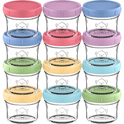 KeaBabies 12-Pack Glass Baby Food Containers - 4 oz
