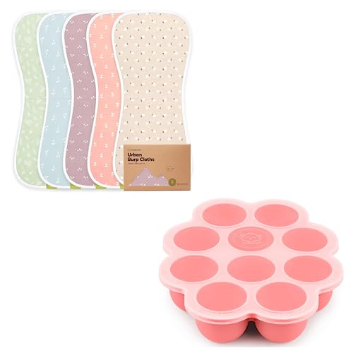 KeaBabies Burp Cloths and Silicone Baby Food Freezer Tray