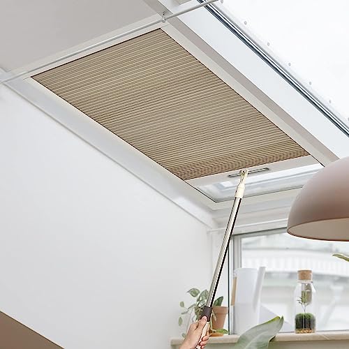 Keego Cordless Cellular Honeycomb Blind for Skylight Window Door Custom Cut to Size Window Shade Energy Saving Noise Reduced Cellular Blinds & Shades for Skylight Windows (Light Filtering, Coffee)