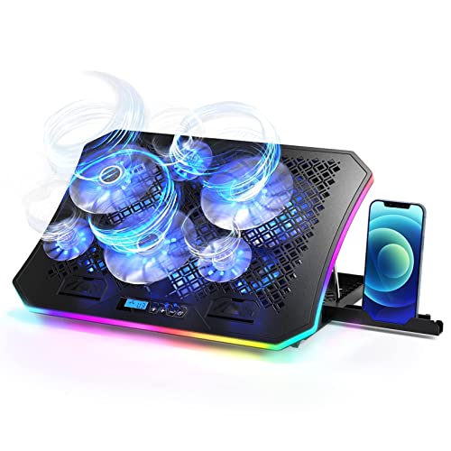 KeiBn Laptop Cooler 6 Fans, RGB Lights, 7 Height Stands