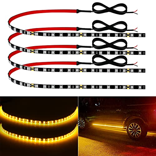 Keiurot Car Led Strip Lights 24" Connectable Amber Led Light Strip
