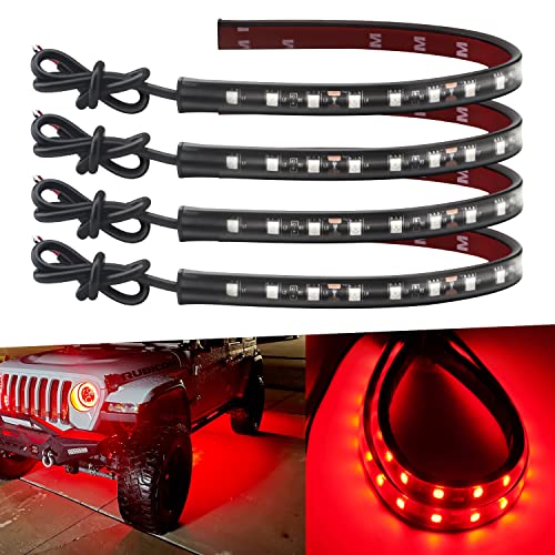 Waterproof 32CM Red Led Strips for Cars, Motorcycles, and Boats - 12V 5050 18SMD
