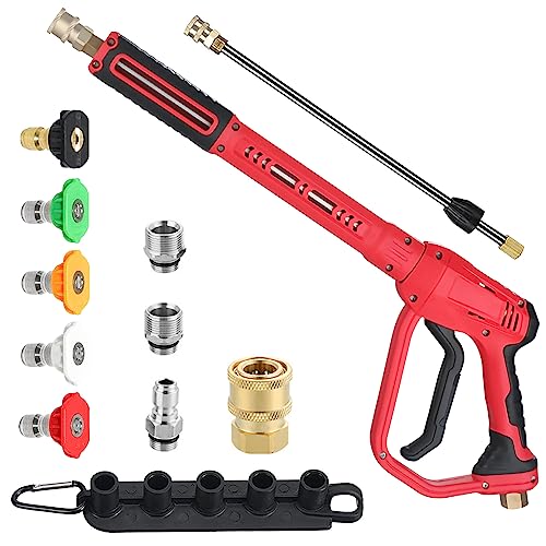 KEPDTAI Pressure Washer Gun with Wand Extension, 4000 PSI (Red)