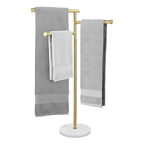 KES 40-Inch Free Standing 3 Bath Gold Floor Standing Towel Racks