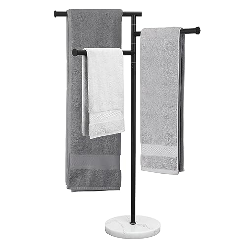 KES Black Towel Racks for Bathroom, Swivel Arms 40-Inch Free Standing