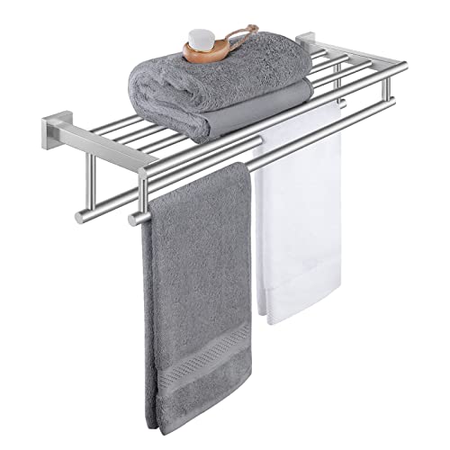 KES Double Towel Rack with Shelf